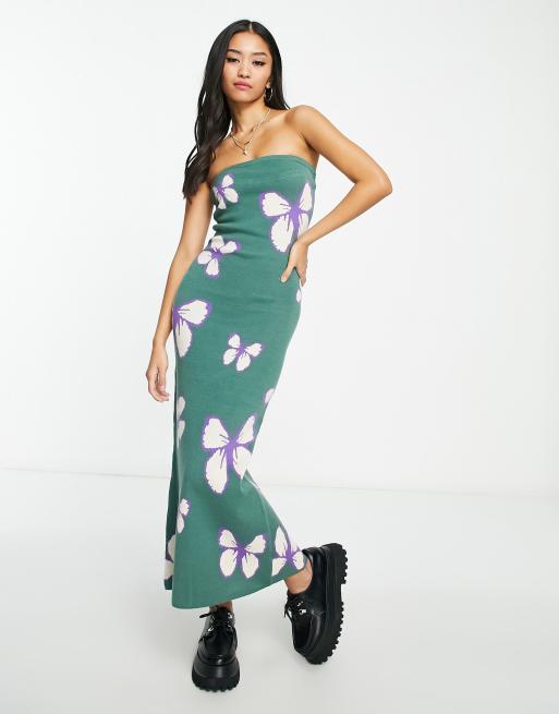 Knit Dress With Butterfly Print