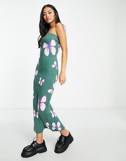 Knit Dress With Butterfly Print Knit Dress With Butterfly Print