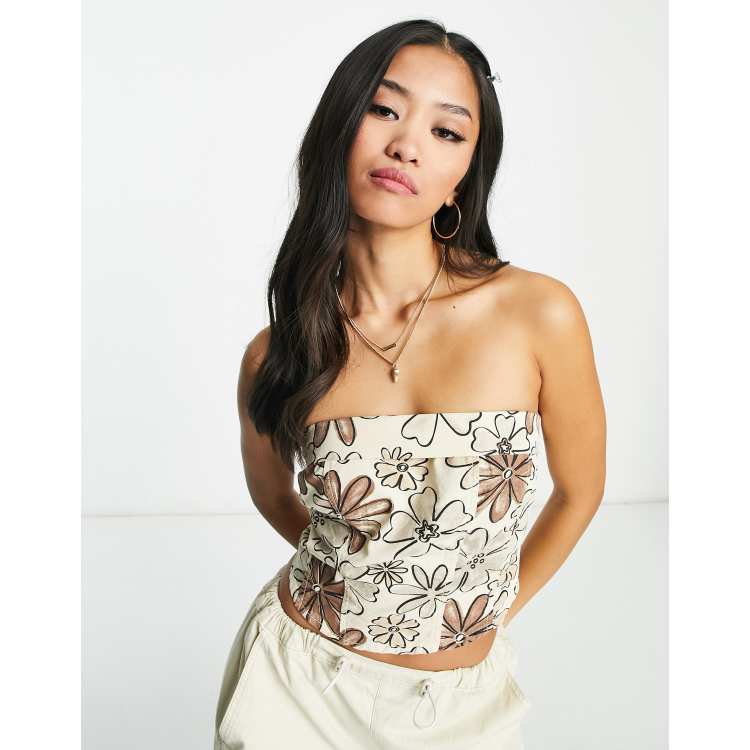 Floral Mesh Bandeau Top