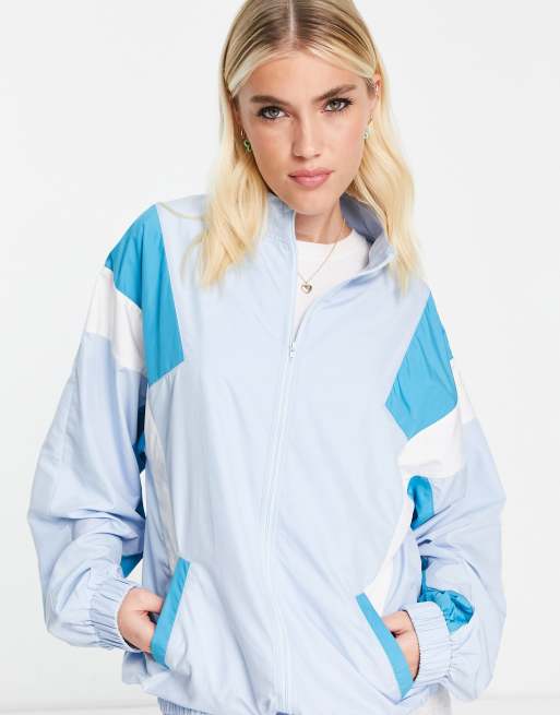 Bailey Rose vintage style track top jacket in light blue panels ASOS