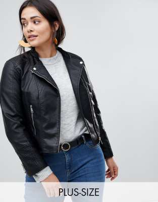 Байкерская куртка из искусственной кожи Vero Moda Curve-Черный цвет