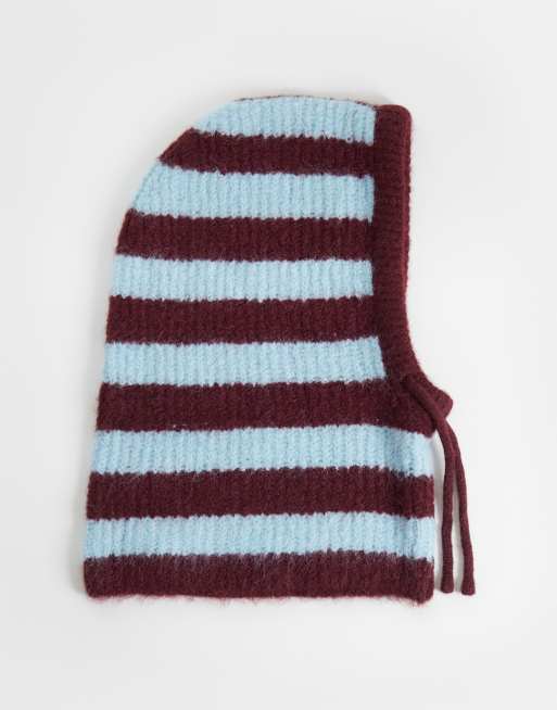 balaclava lavorata a maglia color bordeaux, 1 di 3