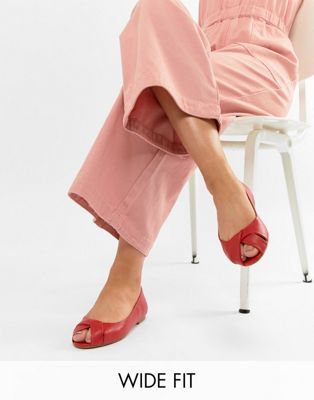 фото Балетки для широкой стопы с открытым носком asos design leeva-красный