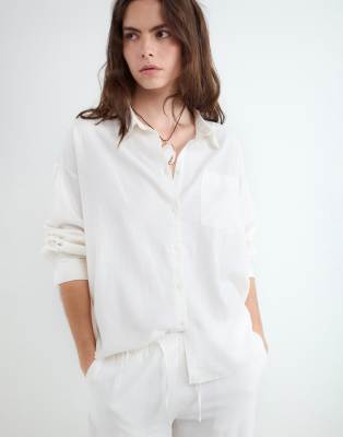Chemise en lin mélangé - Blanc S