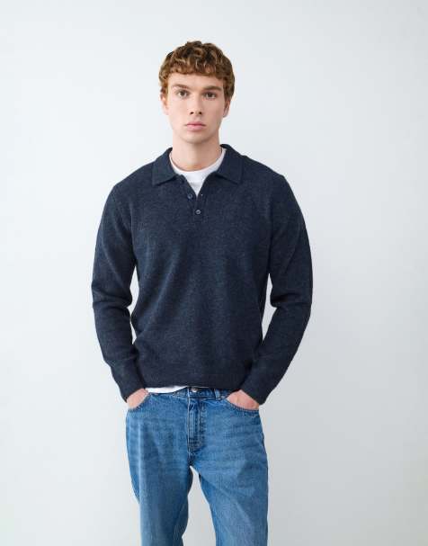 Balmohk Knitted polo shirt in navy blue - view 1