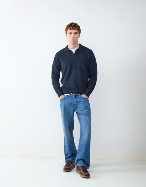 Balmohk Knitted polo shirt in navy blue, 2 of 4