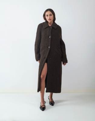 Balmohk - Langer Mantel in Kaffeebohnenbraun-Brown