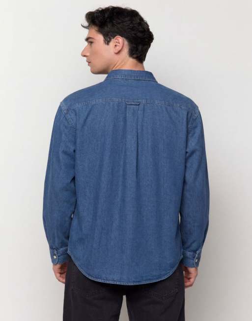Balmohk - Overhemd in medium blauw denim1, 2 van 5