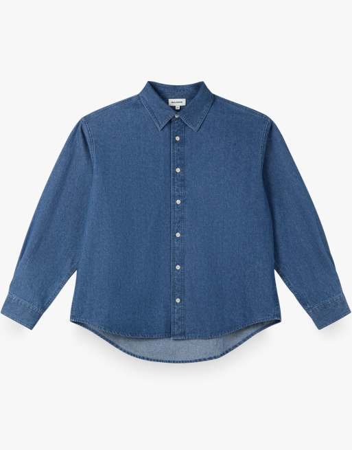 Balmohk - Overhemd in medium blauw denim1, 4 van 5