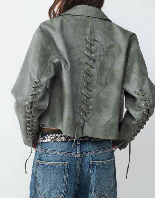 Balmohk - Veste en cuir à reflets verts, 4 de 4