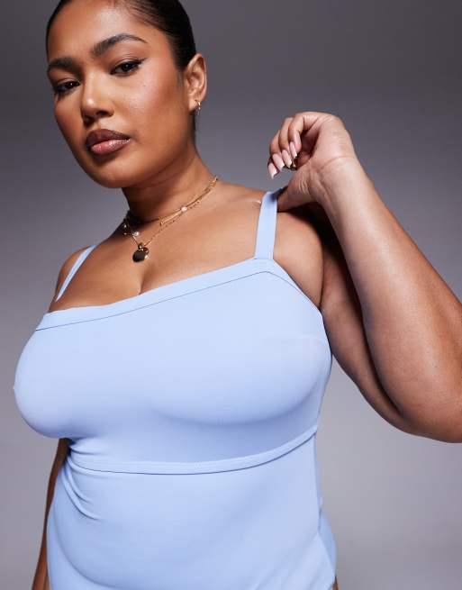 Bañador azul con sujeción y cuello cuadrado Maya de ASOS DESIGN Curve, 2 de 4