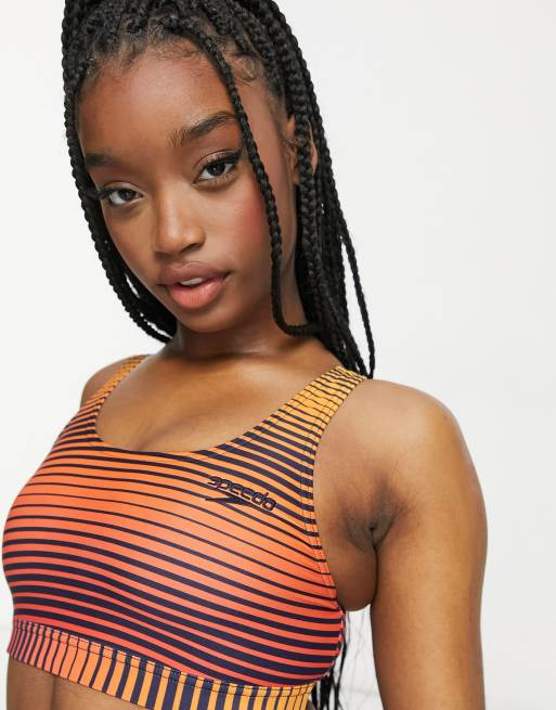 Bañador de 2 piezas en azul marino y naranja con espalda en U de Speedo, 3 de 4