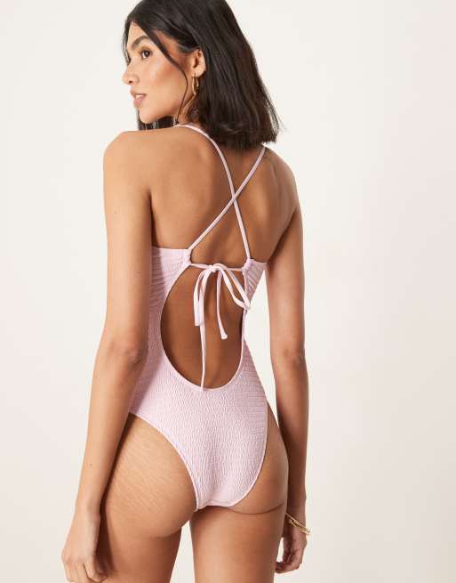 Bañador rosa de tejido texturizado de Free Society, 2 de 4