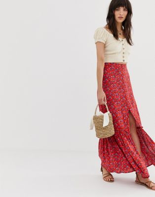 Band of Gypsies button front tiered maxi skirt | ASOS