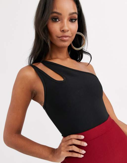 Band Of Stars bandage one shoulder cutout strap body in black