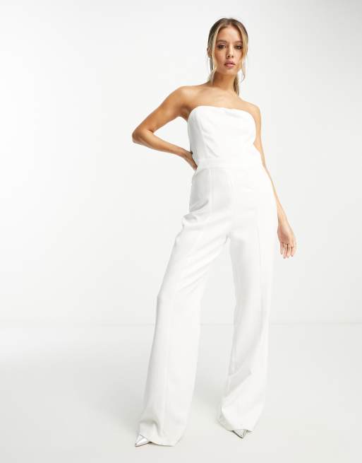 White Satin Jumpsuit - Bow Back Jumpsuit - Wide-Leg Jumpsuit - Lulus