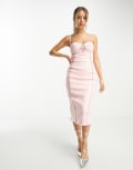 [Band of Stars] Band Of Stars Premium midi dress with diamante embellishment trims in blush-Pink 14 Blush pink