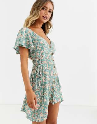 green floral skater dress