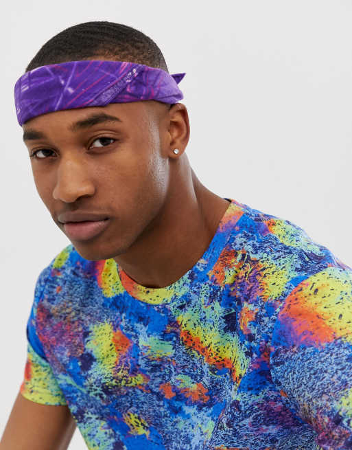 Bandana i økologisk bomuld med lila bladprint fra ASOS DESIGN