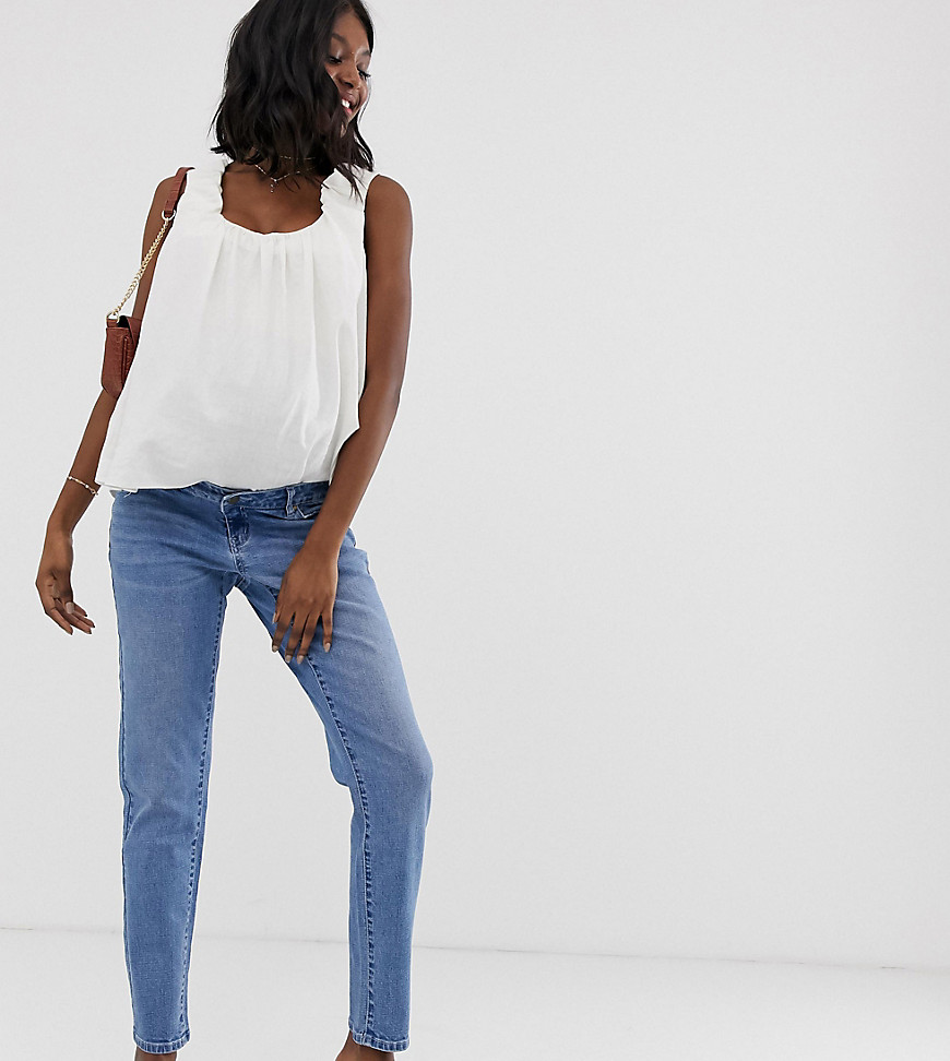 Bandia – Mammakläder – mom jeans med avtagbart band-Blå