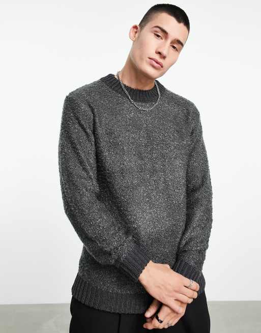 Oversized Brushed Yarn Crew Neck Jumper