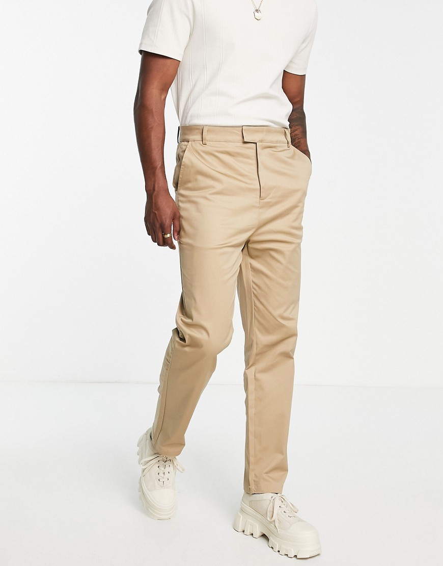 carrot fit tapered suit pants in taupe-Gray