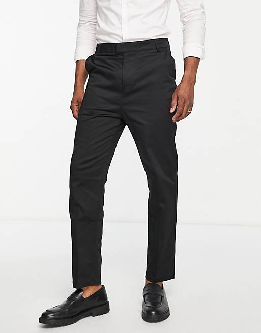 Bando carrot fit tapered suit trousers in black | ASOS