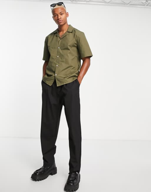 Chemise Polyester Kaki Chemise Cargo été Homme - Manches Courtes Multi-poches, Style Vintage Décontracté Chemise été Manches Courtes Poches Polyester Décontracté