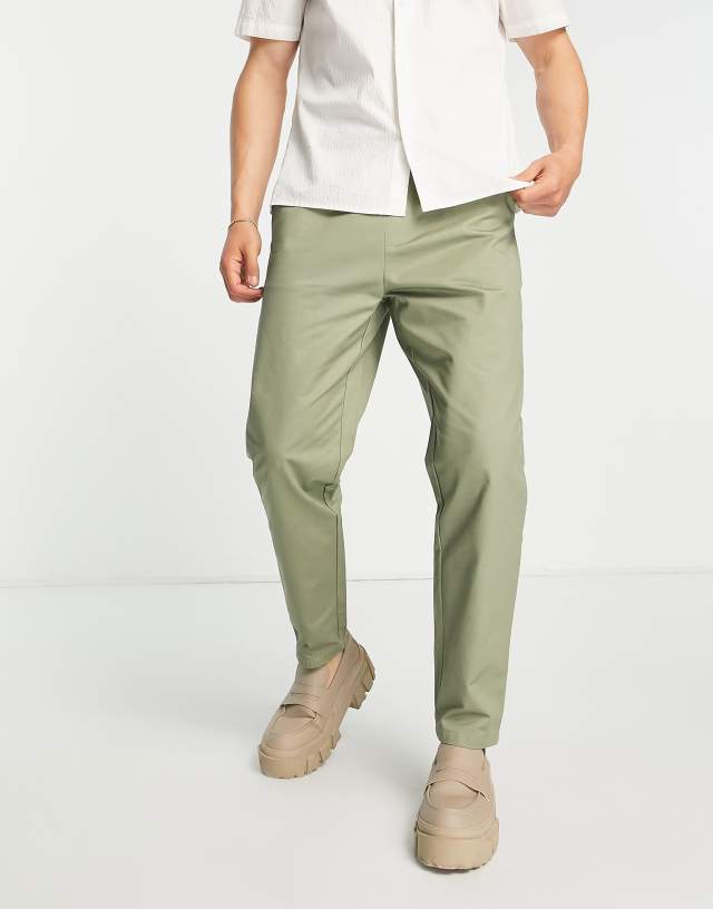 Bando elasticated waistband cropped pants in khaki