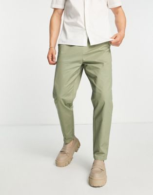 Bando elasticated waistband cropped trousers in khaki