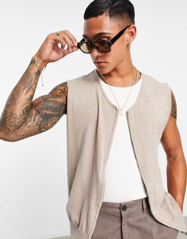 Bando long sleeve button up sleeveless cardigan in brushed wool