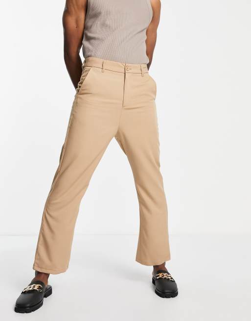 Bando - Losvallende pantalon met wijde pijpen in beige