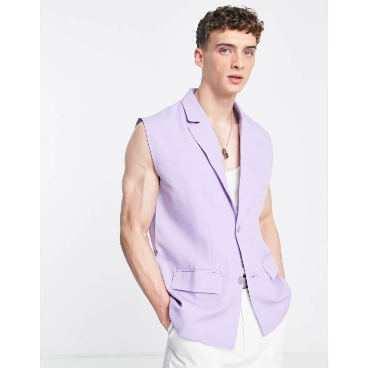 Mens lilac waistcoat sale