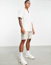 Bando slinky cotton short sleeve camp collar shirt in white