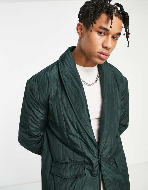 Bando quilted coat in dark green ASOS