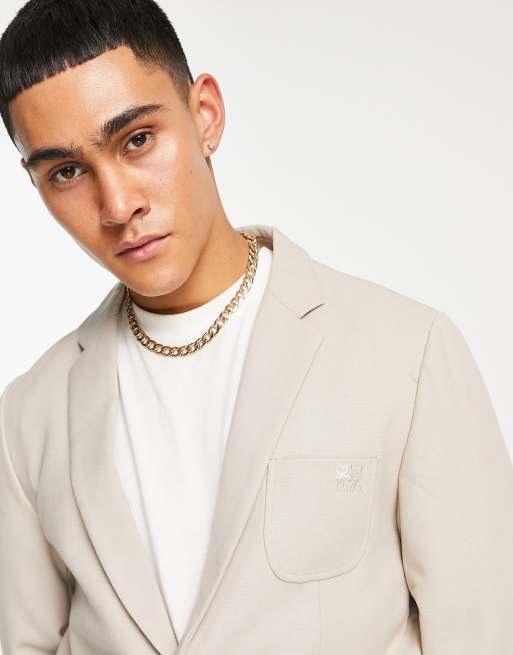 Bando regular fit jersey suit jacket in stone, 3 of 4