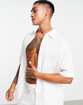 Bando seersucker short sleeve shirt in white