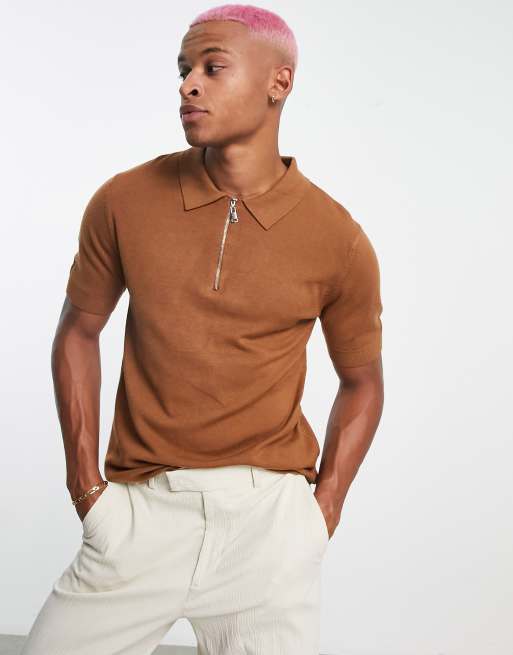 Knitted cheap zip polo