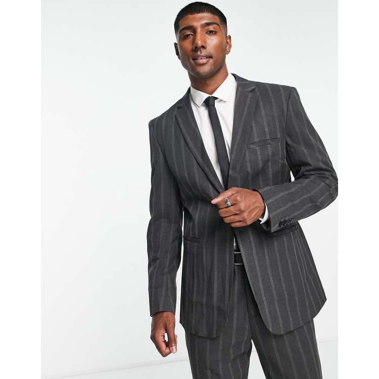 Pinstripe jacket shop with gray pants