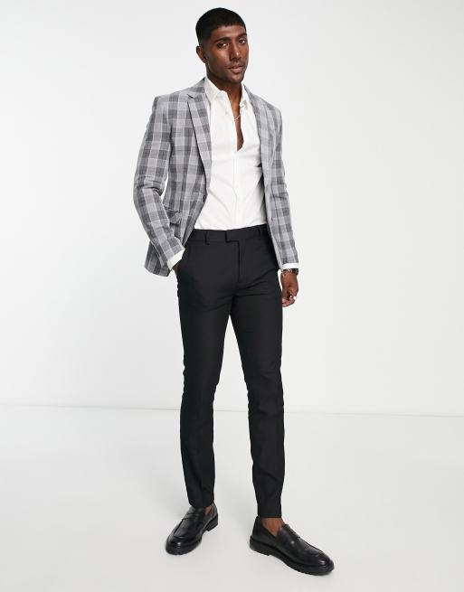 Grey check sale blazer black trousers