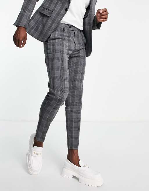 Bando slim fit suit pants in grey check