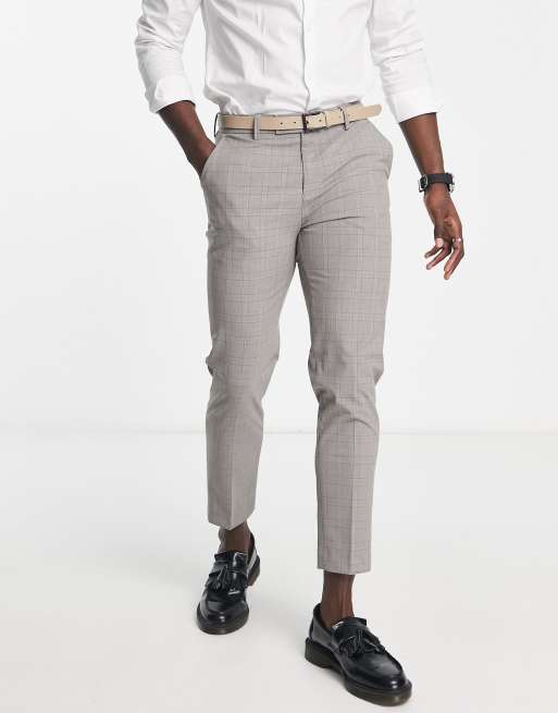 Bando slim fit suit trousers in grey check | ASOS