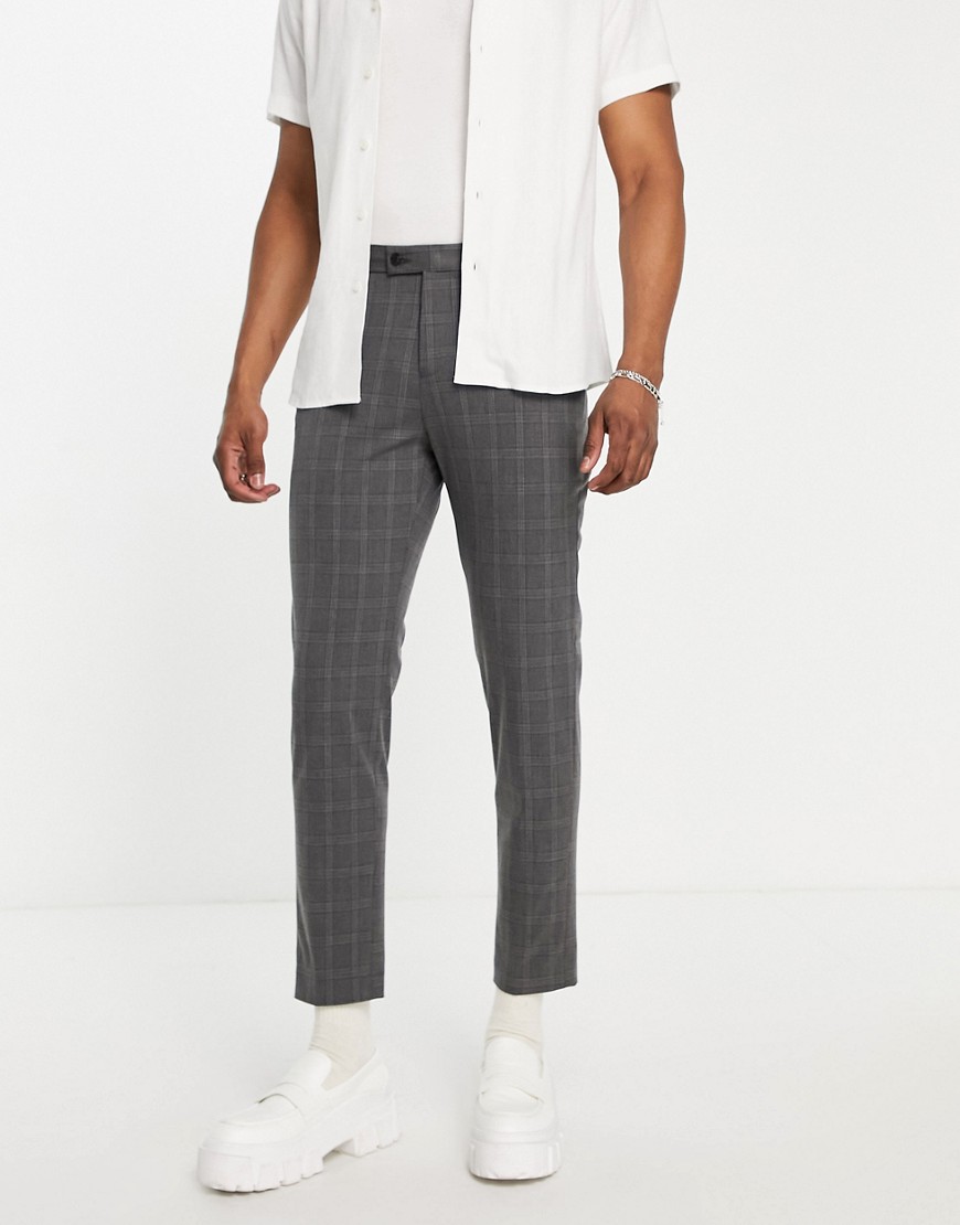 Bando slim fit suit trousers in grey check