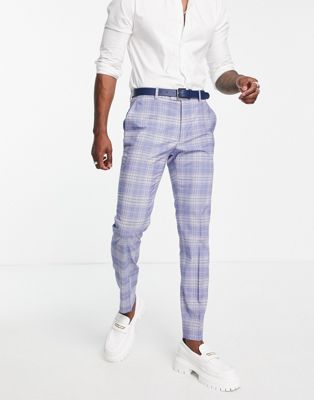 Bando slim suit trousers in navy check - ASOS Price Checker