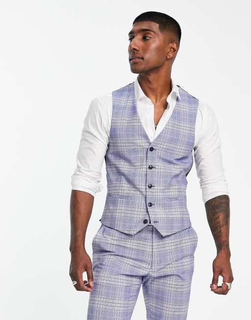 Navy 2024 check waistcoat