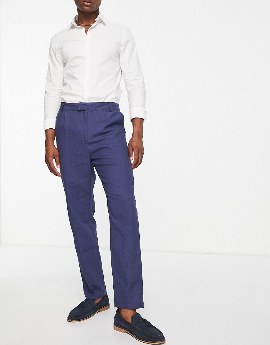 Bando straight leg suit trousers in navy