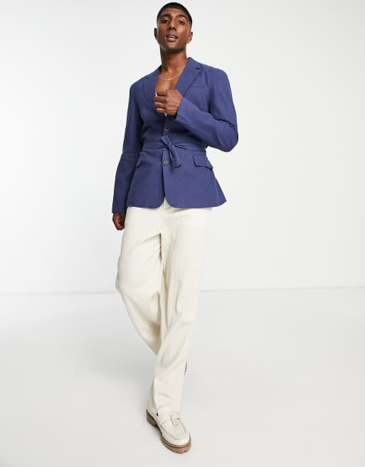 Linen blue clearance blazer