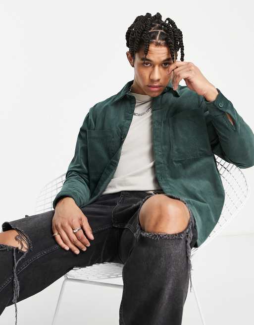 Bando - Utility shirt met zak in smaragdgroen