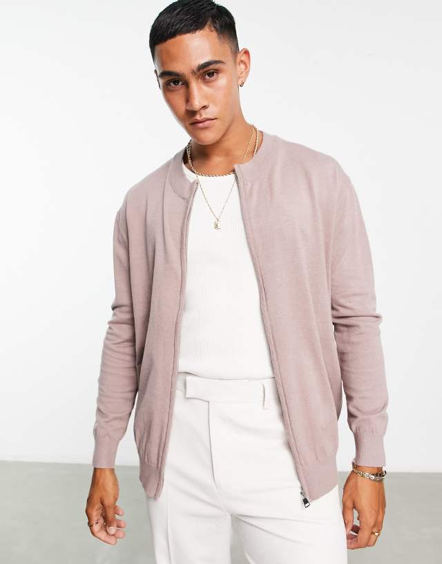 Bando zip up cardigan in lilac