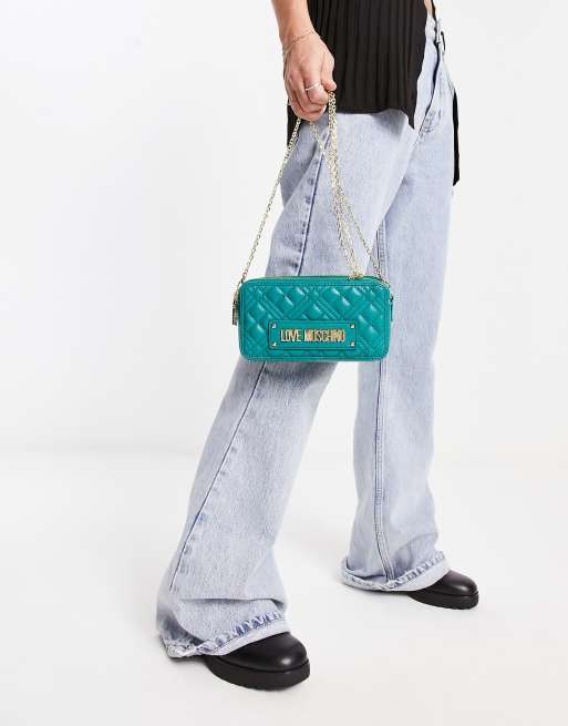 Bandolera azul guateada con doble cremallera de Love Moschino, 3 de 4
